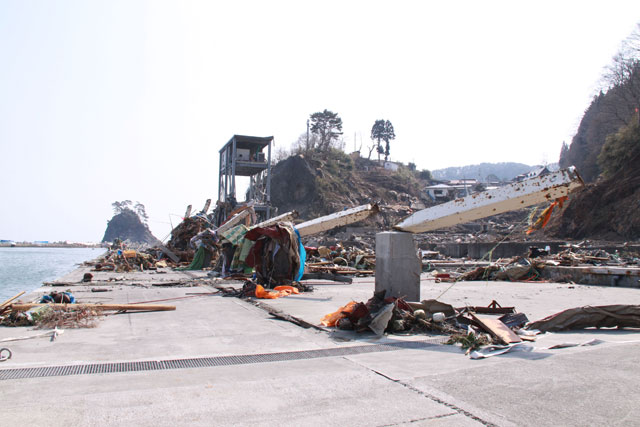 被災 島越 漁協魚市場