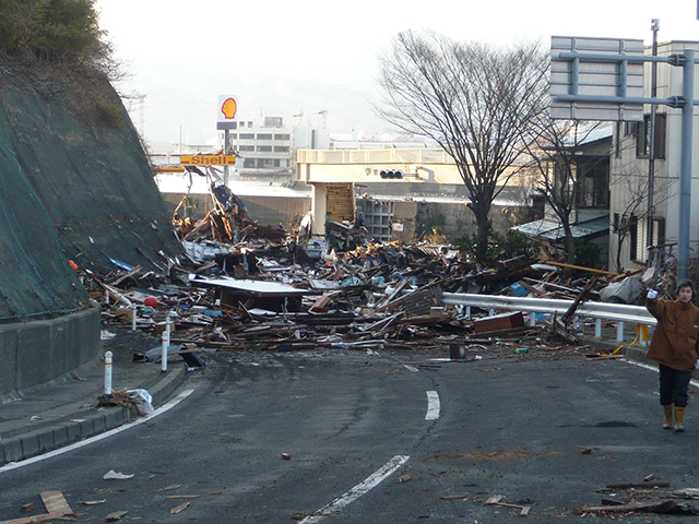 被災 国道４５号宮古市愛宕交差点