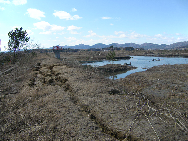 海岸 山元海岸 坂元川防潮水門 水門上流右岸から南方向  