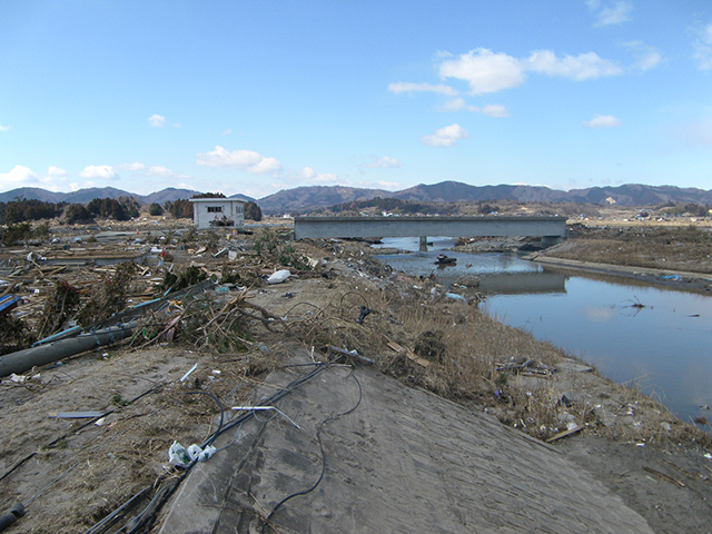 海岸 山元海岸 坂元川右岸 中浜橋から上流方向  