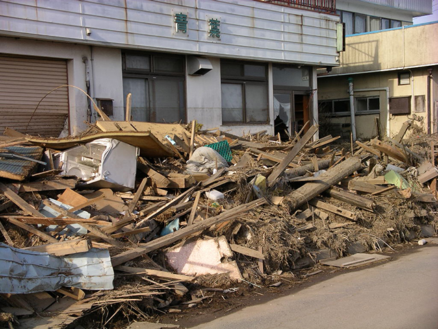 被災 山下駅西側