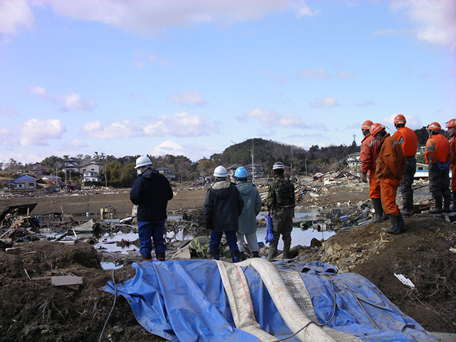 リエゾン 湯沢河国 七ヶ浜 リエゾン活動状況 現地で調整 消防隊と