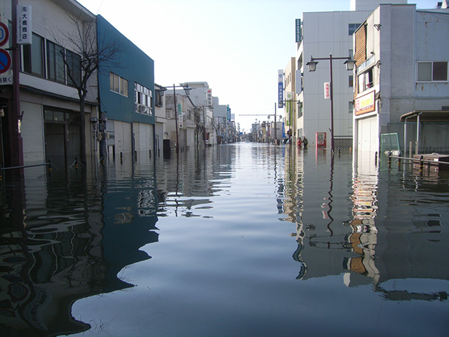 被災 石巻市街地浸水