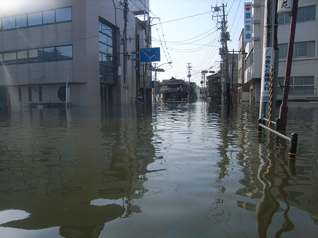 被災 石巻市街地浸水