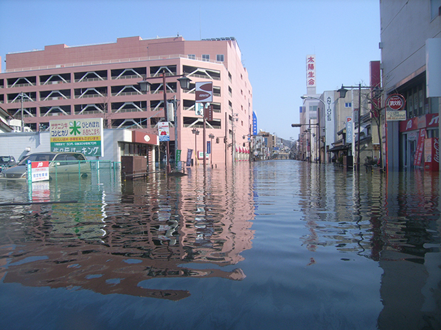 被災 石巻市街地浸水