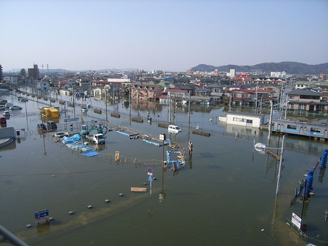 被災 石巻市街地浸水