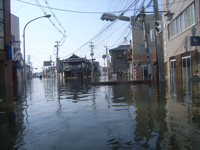 被災 石巻市街地浸水