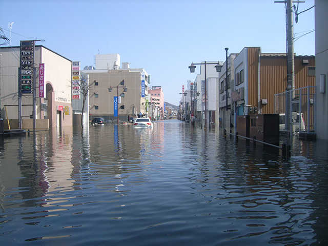 被災 石巻市街地浸水