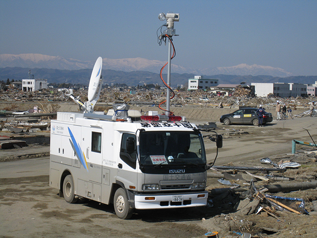 衛星通信車 名取川名取市