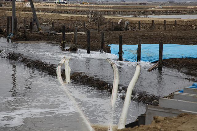 定川 排水作業