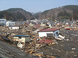 岩手県 宮古市 被災 田老市街地の被災状況