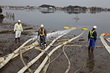 宮城県 東松島市 定川 排水作業