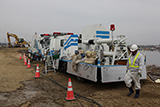 宮城県 東松島市 定川 排水作業 排水ポンプ車